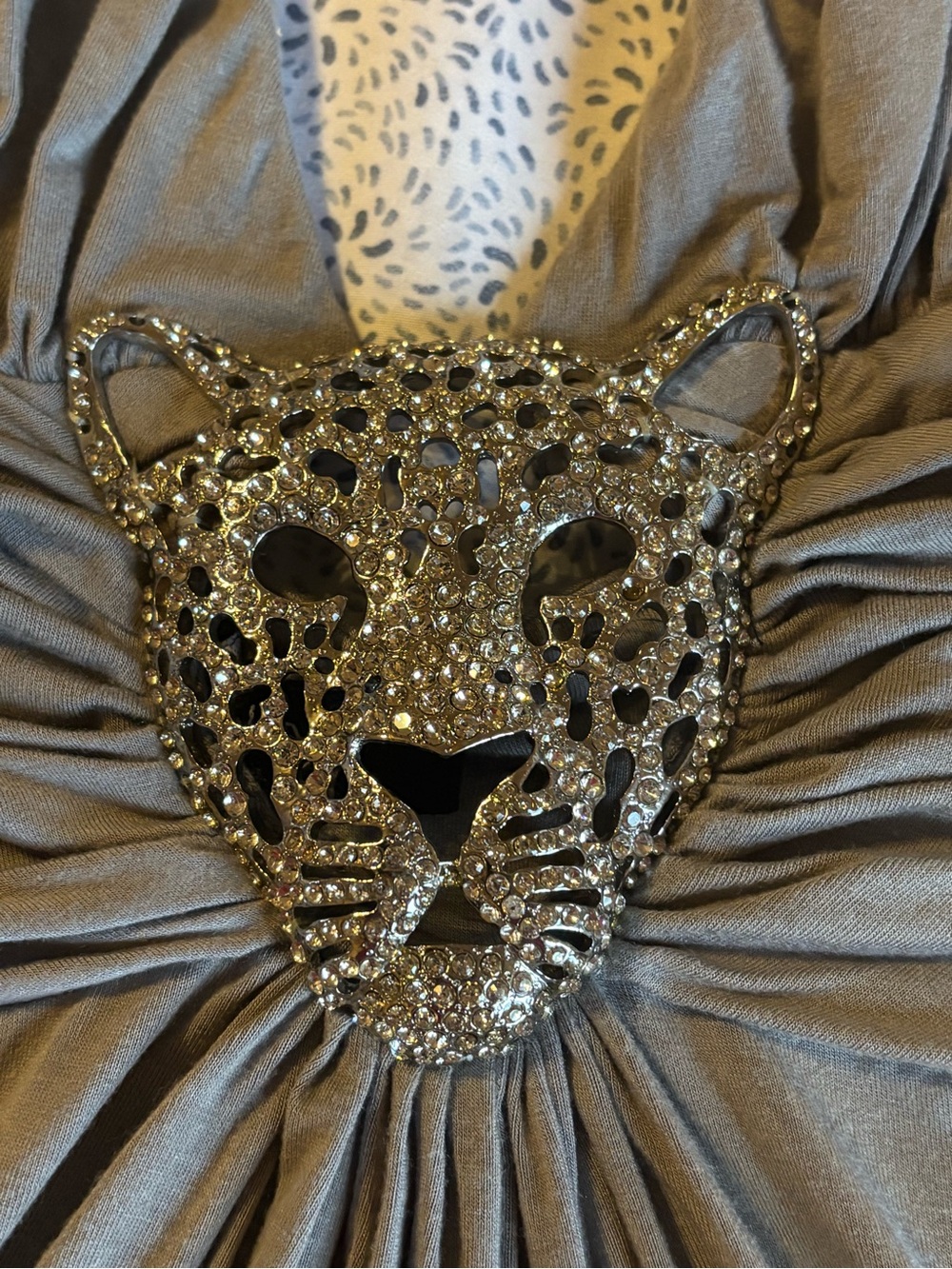 Sky Halter Top with Jeweled Leopard Accent size Medium - Picture 4 of 7